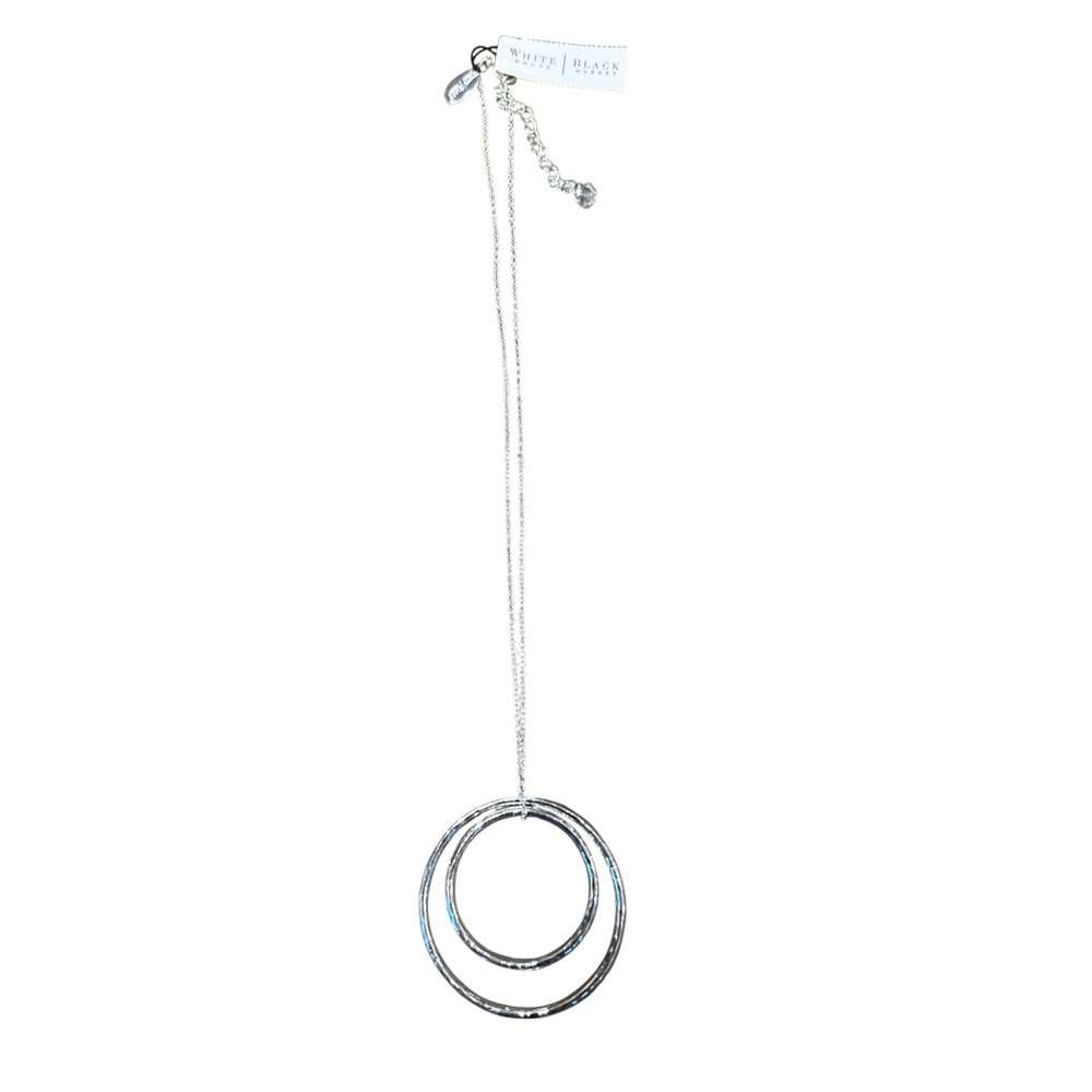White House Black Market Silver Circle Pendant Necklace